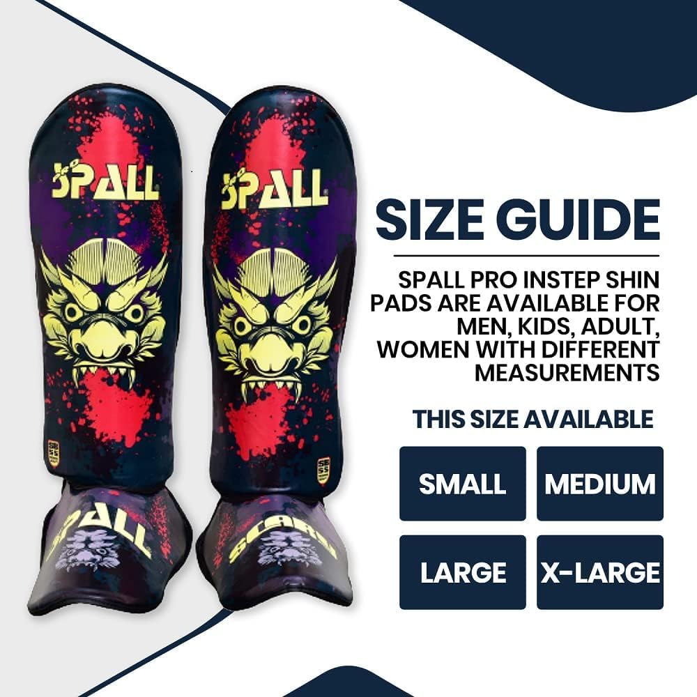 Muay Thai Shin Guards for Kickboxing Martial Arts BJJ Boxing Equipment MMA Training and Sparring Leg Guard with Instep Protection Pads Scary