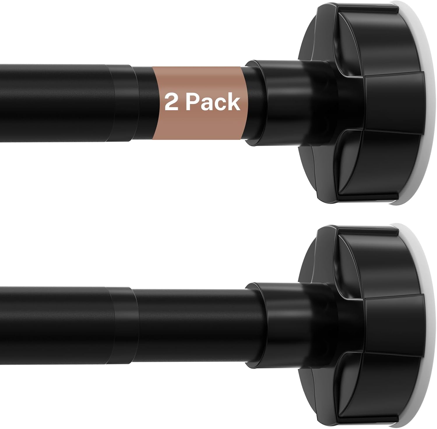 2 Pack Tension Curtain Rod No Drill Adjustable 30-43 Inch, Black | Single Telescopic Rod No Splicing, 1" Diameter Anti-Rust Tool-Free for Bathroom Window Closet Room Divider Kitchen