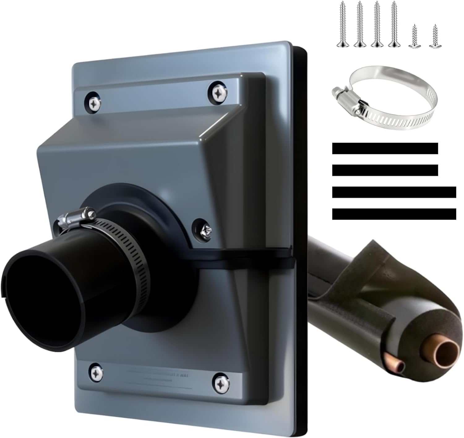 HVAC Wall Penetration Cover & Line-Set Cover Kit— UV-resistant Split Air Conditioning Duct Kit Wall Cover Fits 3/4" Insulation for Indoor and Outdoor Air Conditioning Systems (Grey)