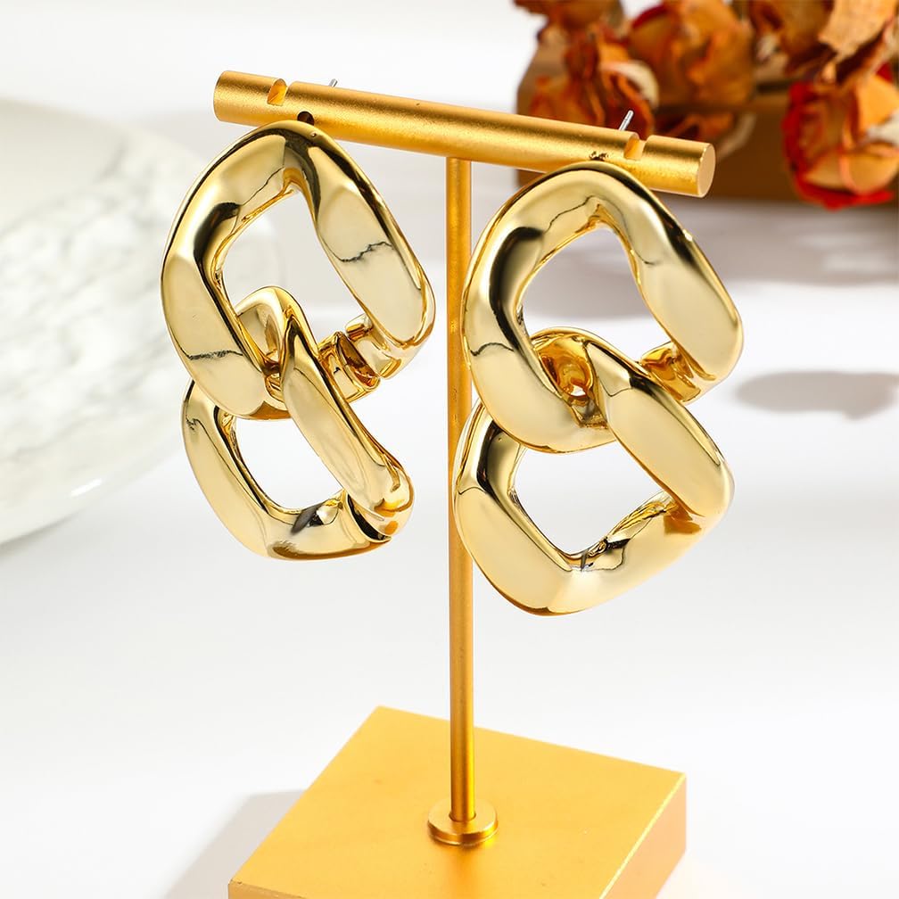 Chunky Gold Statement Necklace Earrings Sets for Women Vintage Punk Cuba Link Chain Choker Necklaces Dangle Earring Fashion Jewelry Set Accessories - Image 6