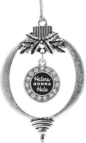 Miniatura 173 de Inspired Silver - My Vintage Initials - Adorno con dije de letra V - Adornos navideños de círculo plateado con joyas de circonita cúbica