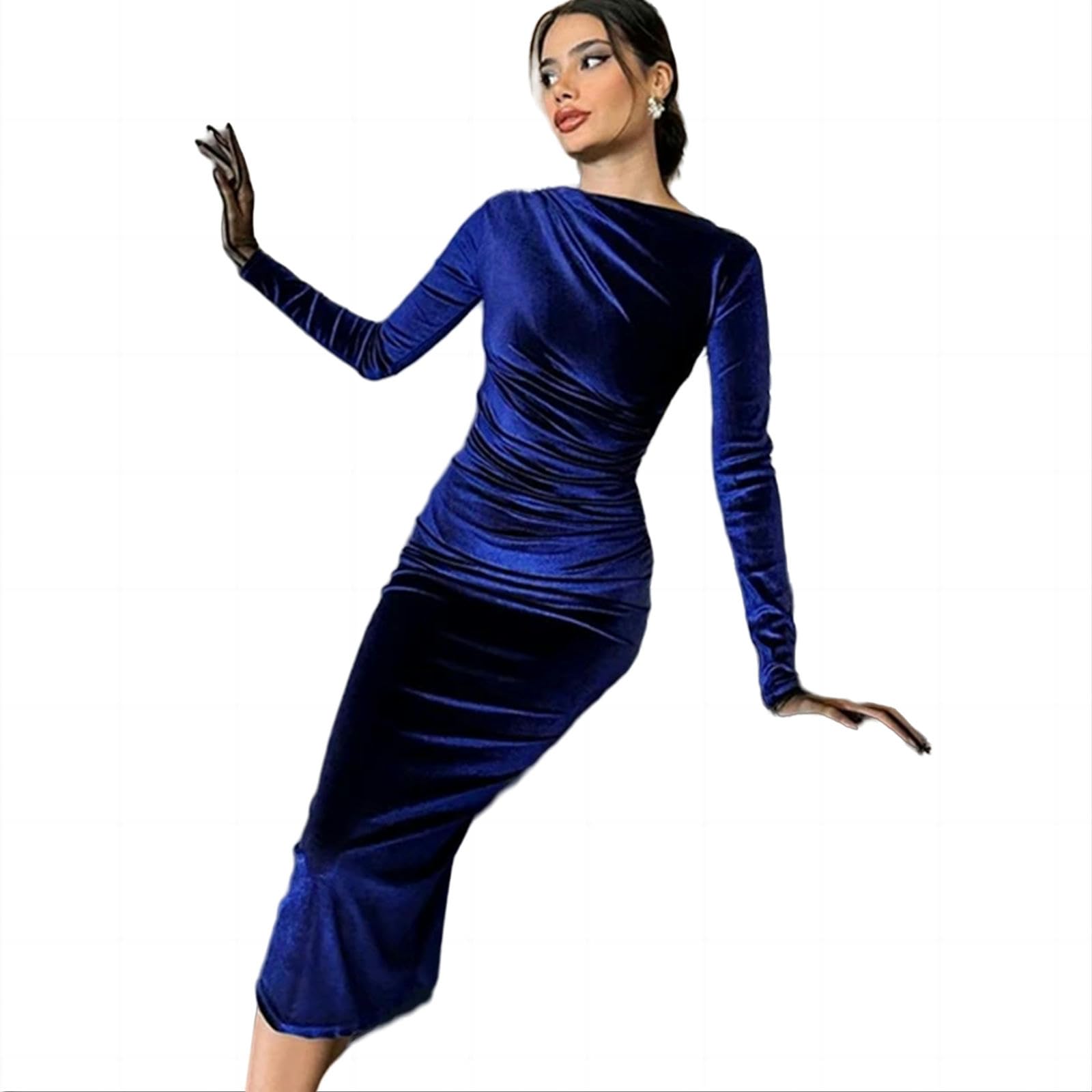 Vestito Donna Invernale Manica Lunga O Collo da Donna Abiti Abiti Midi Midi Abiti Midi Abiti da Festa Eleganti Inverno