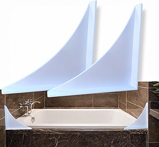 Shower Splash Guard Kit | Large Bathtub Splash Guards | Waterproof Self-Adhesive Shower Corner Guards | Keeps Water in Shower or Bath | 2 Pack 6.75 x 6.75 in