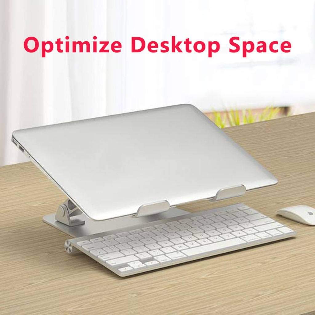 Supporto per Laptop, ergonomico Pieghevole Multi-Angolo Regolabile con Ventola di Calore Supporto per Laptop in Alluminio Supporto per Computer Adatto per Ufficio Scuola casa-Grigi