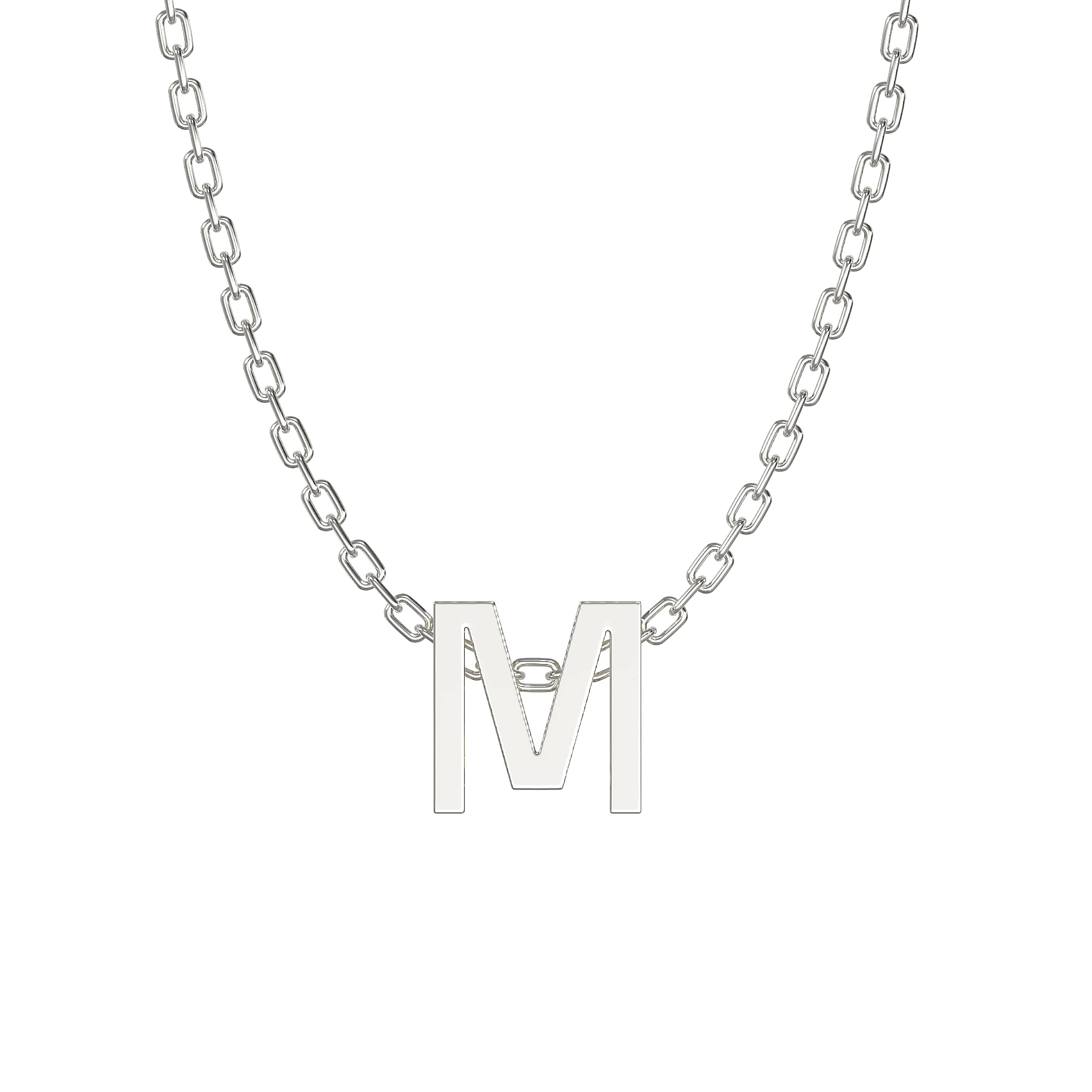 AeonSterling Silver Initial Necklace on Adjustable Belcher Chain 16 inch + 2 inch extender 925 Silver