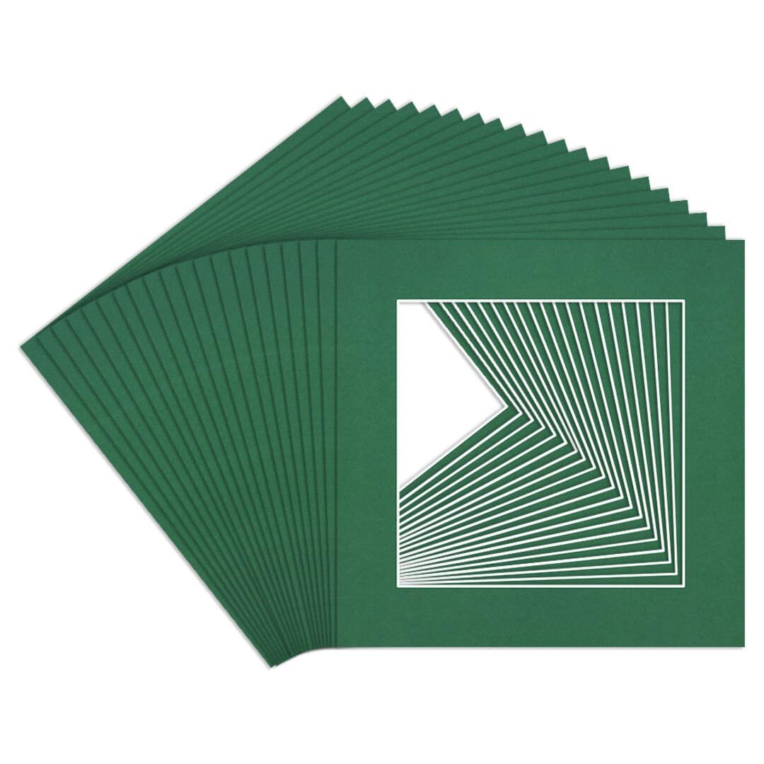 Procut Global 5x5" Emerald Picture Mounts to Fit 3.5x3.5" Aperture - Precision Cut Cardboard Photo Mount - Ideal for Frames, Prints, Artwork & Certificates - Sizes & Colours Available - 20 Pack โ image 1