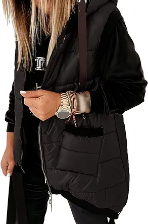 Kaxindeb Women's Hooded Outwear Vest Lightweight Zipper Up Padded Gilet