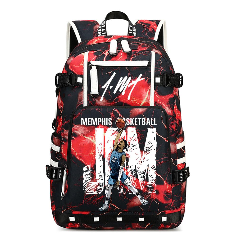 Ansigeren No. 12 Basketball Player JA Creative Backpacks Sports Fan Bookbag Travel Student Backpack with USB Charging Port (d)