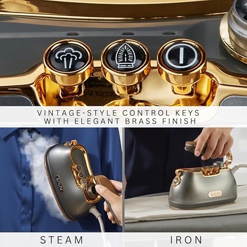 Miniatura 3 de SALAV IS-900A - Vaporizador de ropa de mano retro + plancha, placa de vapor de cerámica, 1000 vatios de vapor, elimina las arrugas en la ropa
