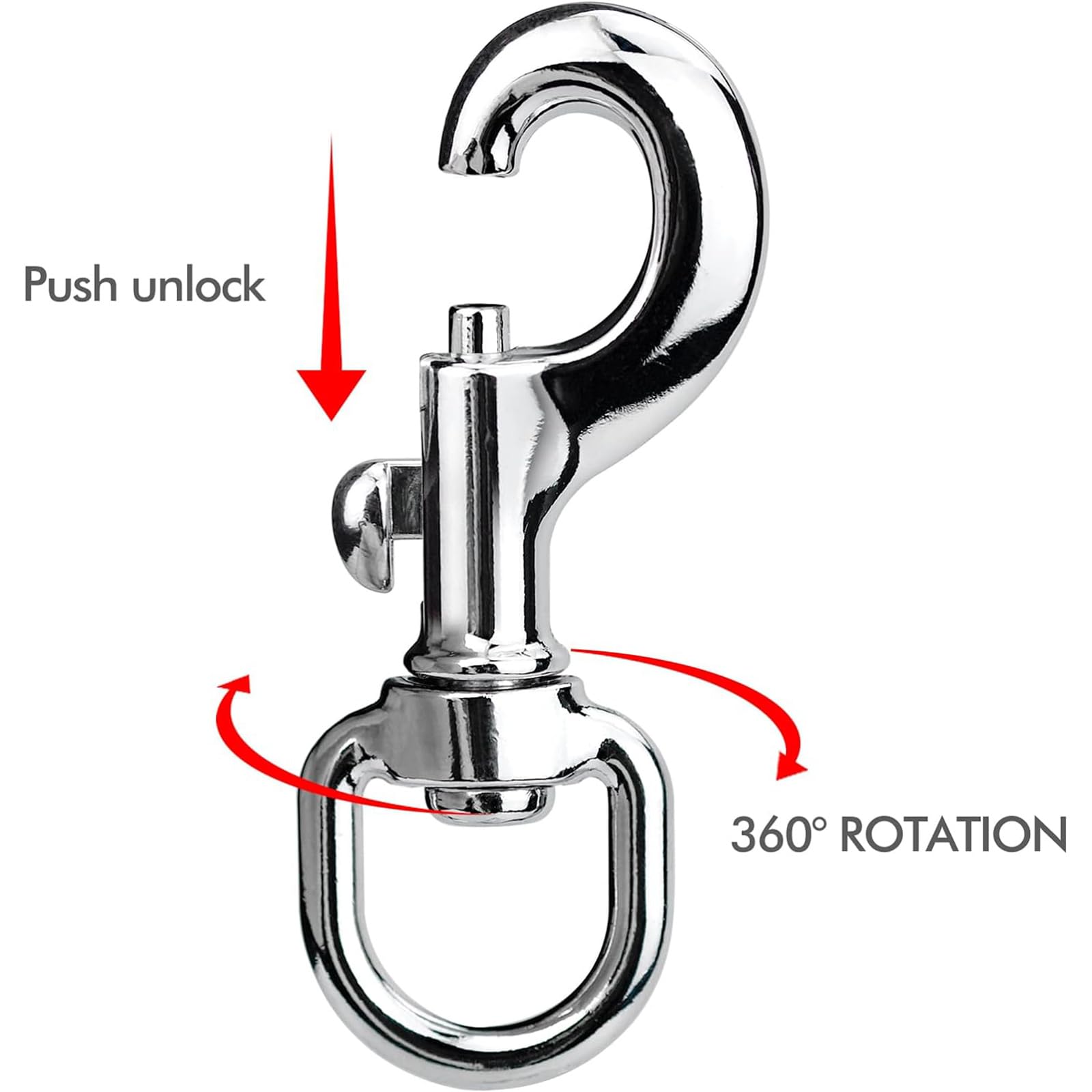 Generic 6 Pcs Heavy Duty Trigger Clips, Silver, Zinc Alloy, 360° Swivel Eye Bolt Snap Hook, Up to 330kg - Image 3