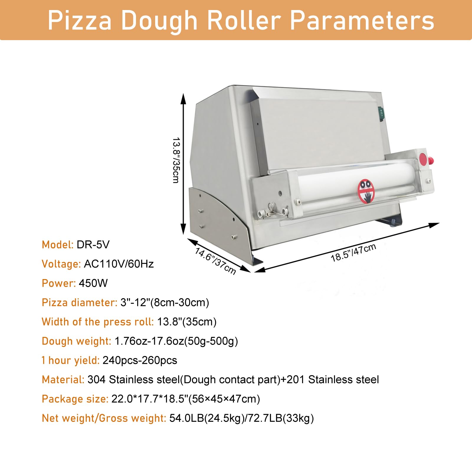 INTSUPERMAI Pizza Dough Roller Machine 13.8