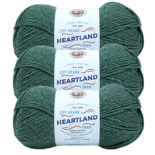 Image of Lion Brand Yarn Heartland Yarn, Worsted-Weight Yarn for Knitting, Crocheting, and Crafting, 3 Pack, Rocky Mountains