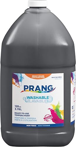PRANG Pintura de temperatura lavable lista para usar botella de 1 galón color negro 10609