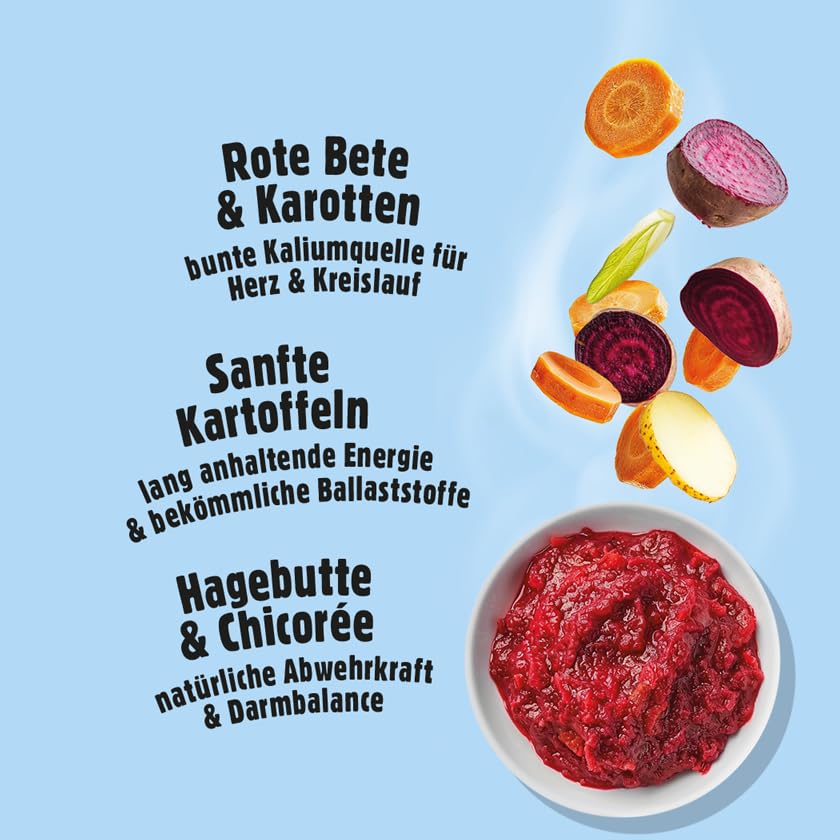 Fellows Wurzelkraft Topping für Hunde - Ergänzungsfuttermittel mit Rote Bete, Karotte, Kartoffel, vegetarisch, Vitaminquelle, fördert Flüssigkeitsaufnahme, Hunde Eis geeignet, BARF-geeignet, 9 x 200 g