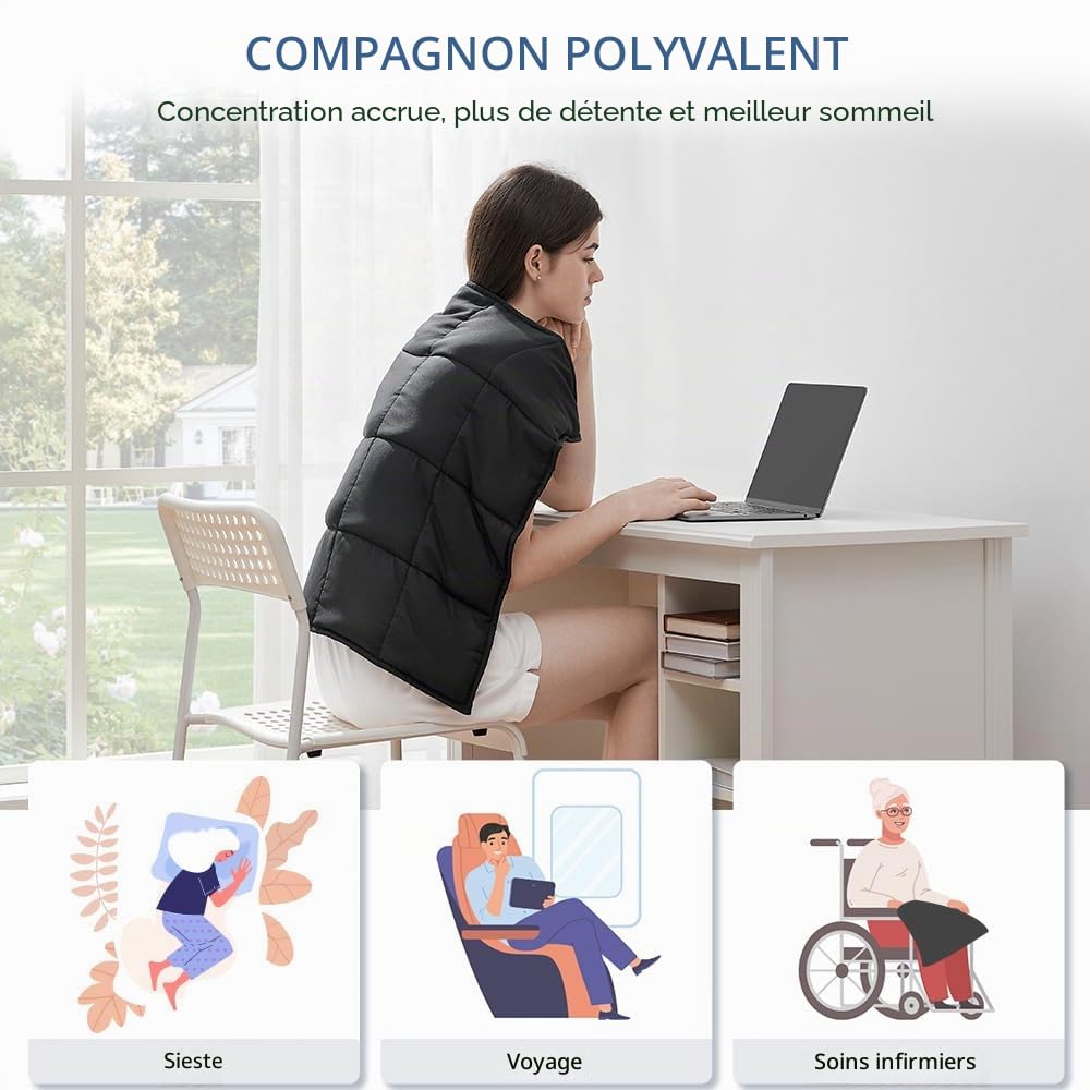 L'AGRATY Couverture lestée de 2,3 kg : petites couvertures lestées pour adultes et voyage – Couverture lestée rafraîchissante pour dormir et se détendre – Couverture confortable lavable en toutes