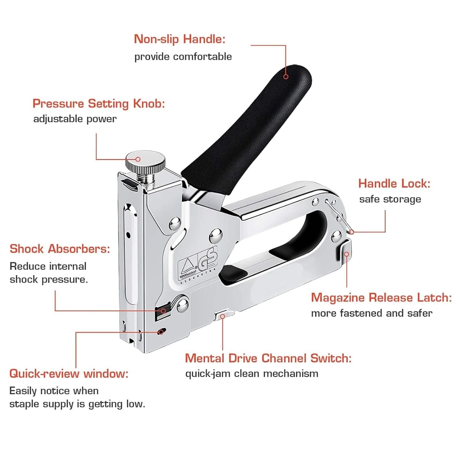 Suraxit 3 in 1 Shooting Nailer Gun Tacker with 600 Staples Pins Nail Gun Stapler Machine Kit Woodworking Stapler Tool 4