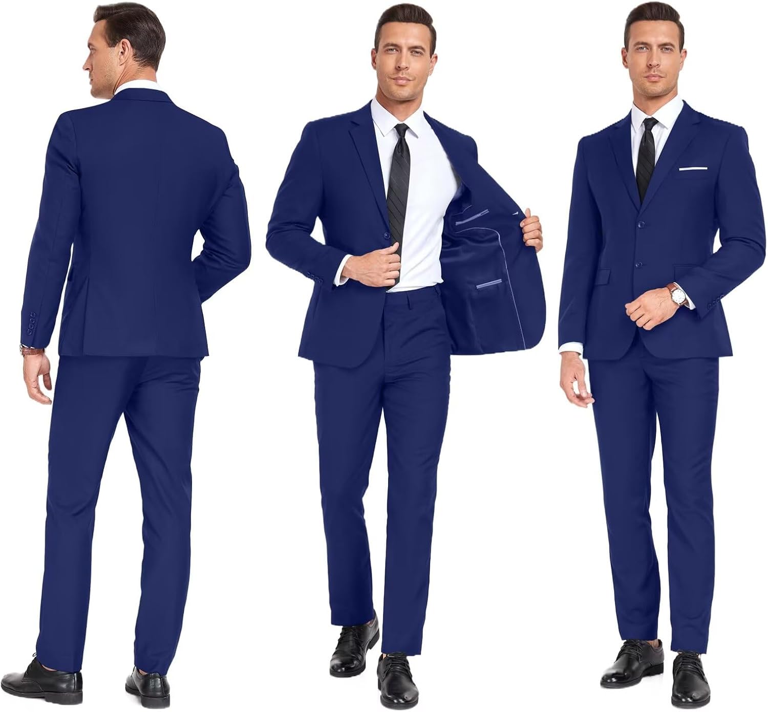 Mens 2 Piece Suit Set Slim Fit 2 Button Dress SuitsTuxedo Set Wedding Blazer Jacket Pants Tie Business Party Prom Suit - Image 5