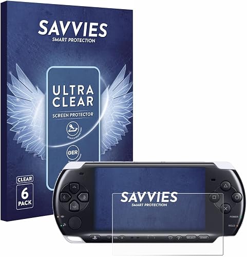 savvies 6 Unidades Protector Pantalla para Sony PSP 3000 | 6 Unidades , Transparente Protección Pantalla Made in Germany, Película Ultra Transparente