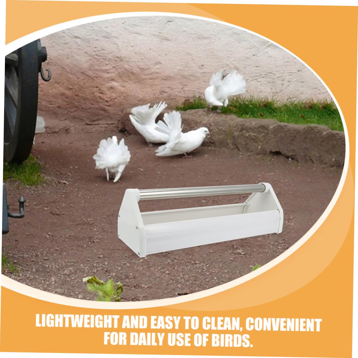 VICASKY Mangeoire à Pigeons Facile à Nettoyer et Anti-éclaboussures en Acier Inoxydable et Plastique Lot de 2 pour Oiseaux en Extérieur Les Parcs