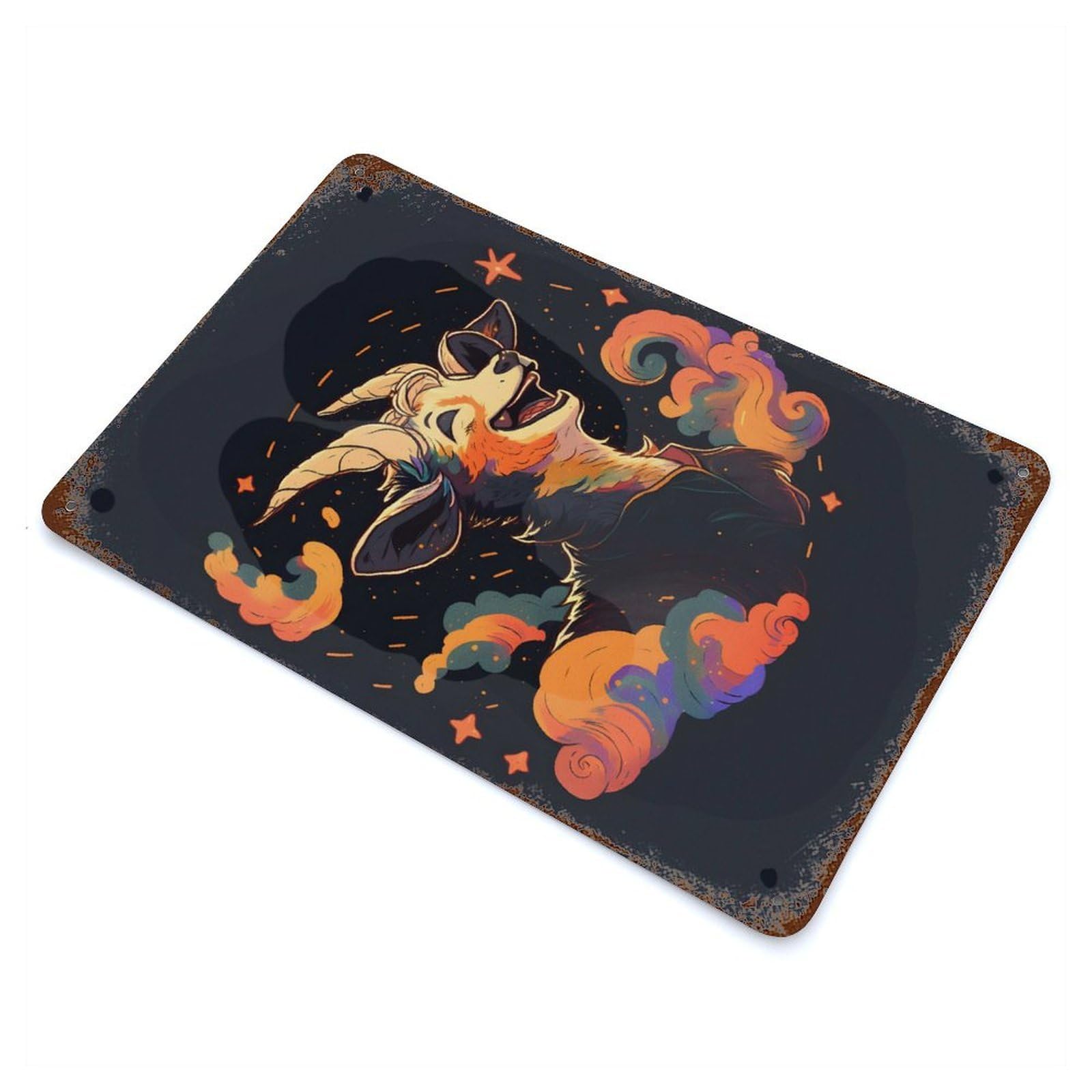 The Toothless Goat Laugh Decorative Tin Sign 11.8"x7.9", for Cafe, Home Bar And Lounge Decor, Decorative Metal Wall Art