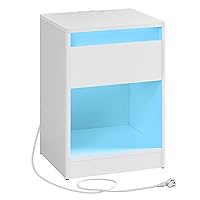 VASAGLE KAILYN Collezione - Comodino a LED con Stazione di Ricarica