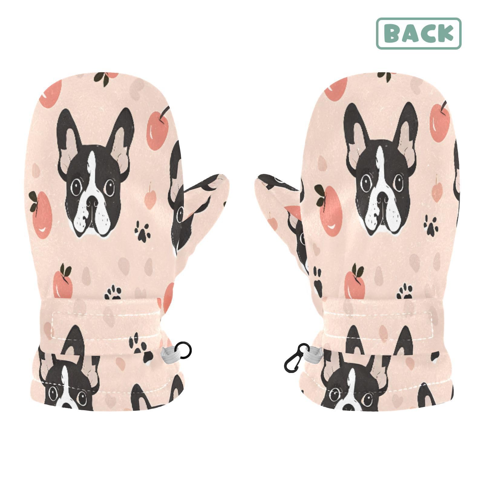Kid's Winter Gloves Children Warm Gloves Dog Pink Apple for Boys Girl Age 4-6 Years