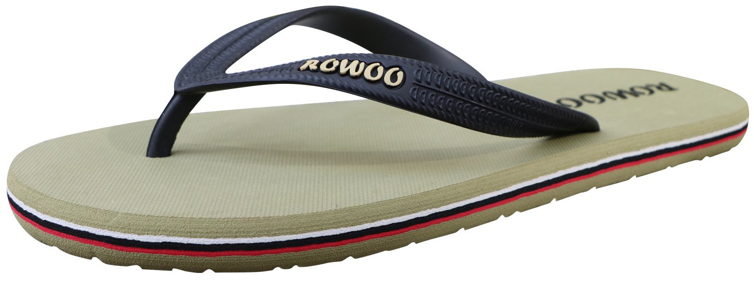 ONEHOO Men's Sandals Striped Beach Flip-Flops