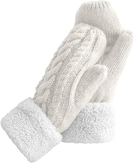 Women\'s Winter Gloves Warm Fleece Lining Cozy Cable Knit Thick Gloves Mittens for Cold Weather