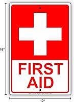 Vista 2 de Primeros auxilios con letras rojas gráficas Alerta de protección de seguridad en el lugar de trabajo Atención Aviso de advertencia Aviso