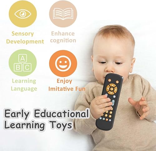 Miniatura 3 de Juguete de control remoto para televisión para bebés con luz y sonido, juguete musical educativo temprano con inglésfrancésespañol, juguete de
