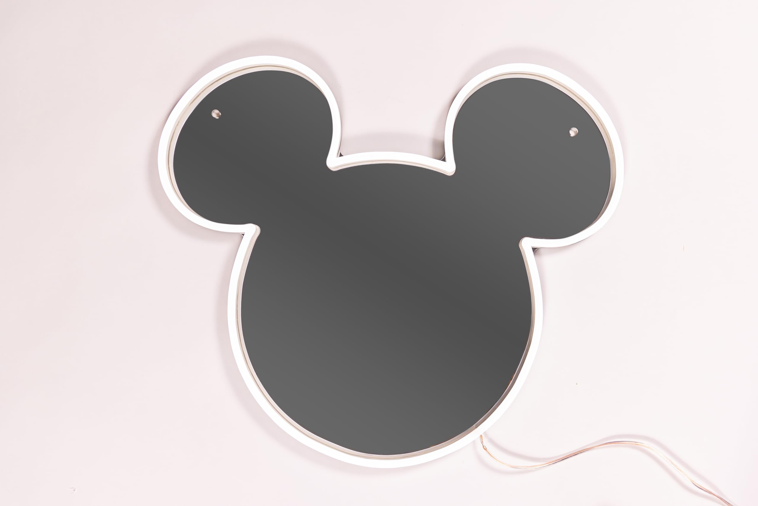YELLOWPOP Neonschilder, Disney Mickey Mouse Spiegel (Silber), Neonschilder für Wanddekoration, energieeffiziente LED-Neonlichter für alle Wände, einfach zu installierendes individuelles Neonschild und