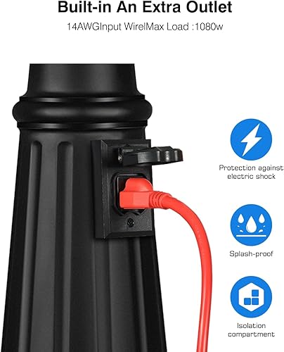 Miniatura 3 de VIANIS Lámpara de poste de luz para exteriores con salida de 3 cabezales, lámpara impermeable para exteriores, poste de luz de calle negro