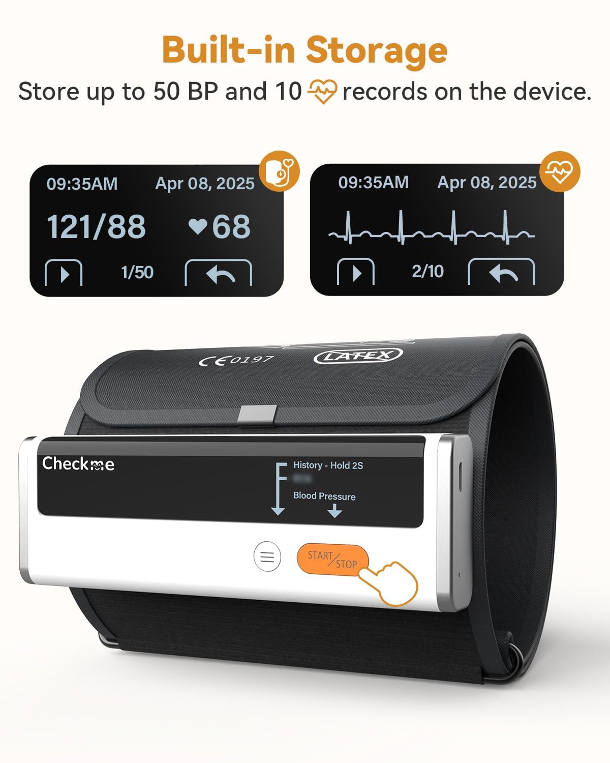 Checkme Bluetooth Blood Pressure Monitor for Home Use, Upper Arm Blood Pressure Machine with Wireless Large BP Cuff, Portable Digital BP Monitor, Reports for iOS & Android
