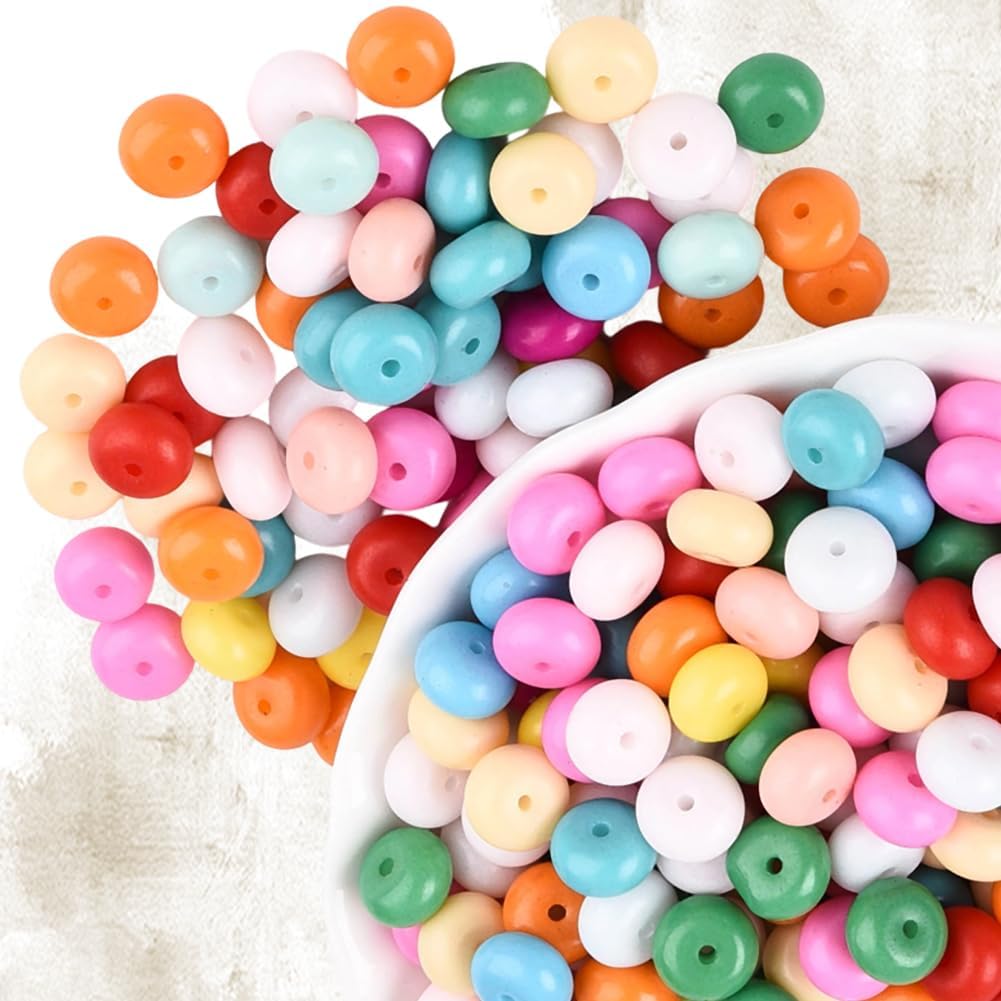 1 Box 200PCS 8MM Rondelle Glass Beads with Holes Abacus Mixed Color Opaque Smooth Baking Painted Spacer Flat Round Charms Loose Bead Bulk for Jewelry Making Bracelet Xmas DIY Craft Supply - Image 6