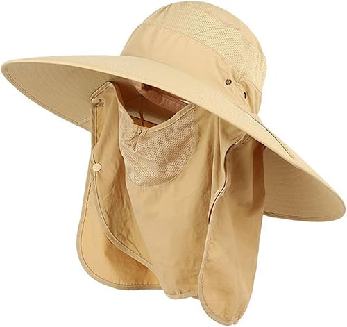 Sombrero de sol al aire libre para hombresmujeres con 50+, sombrero de cubo de ala ancha impermeable Sombrero Boonie plegable con solapa para el