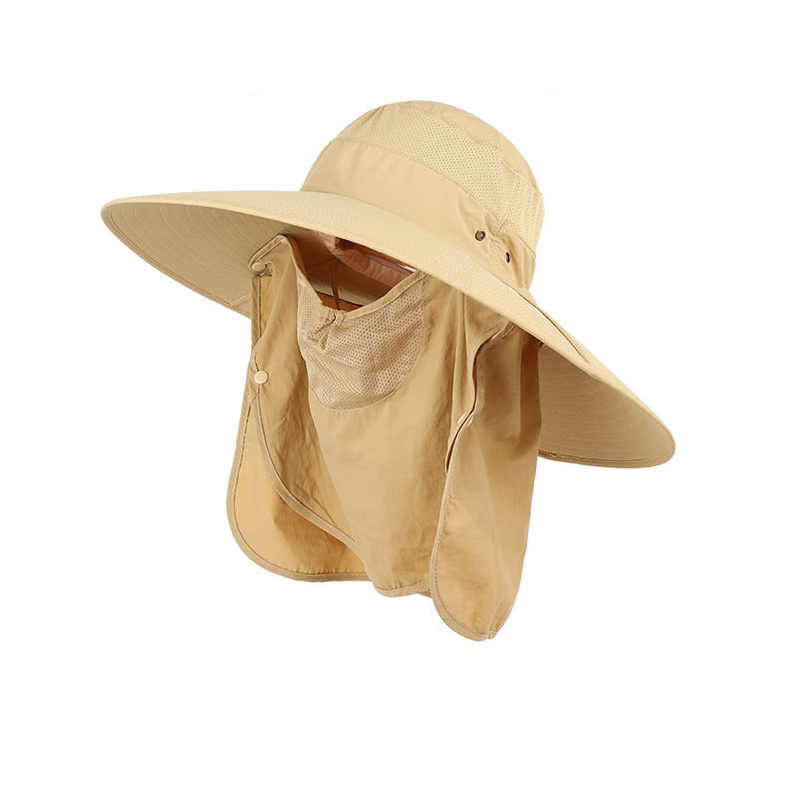 Outdoor Sun Hat for Men/Women with 50+, Waterproof Wide Brim Bucket Hat Foldable Boonie Hat with Neck Flap for Dad... (Yellow)