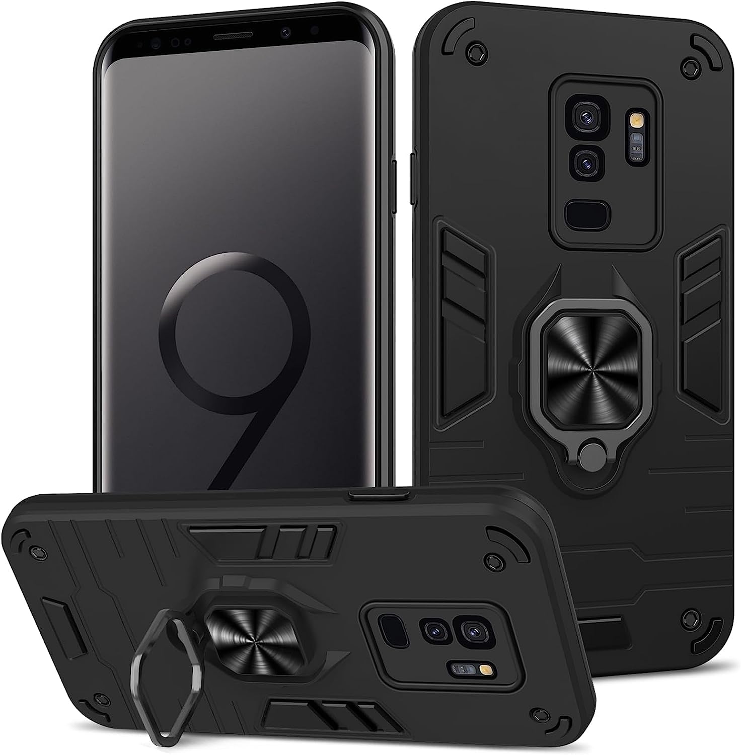 Funda para Samsung Galaxy A13 4G con Cristal Templado Protector Pantalla, Carcasa Antigolpes con Soporte anular metálico, Case Protectora de Grado Militar, Negro — view 22