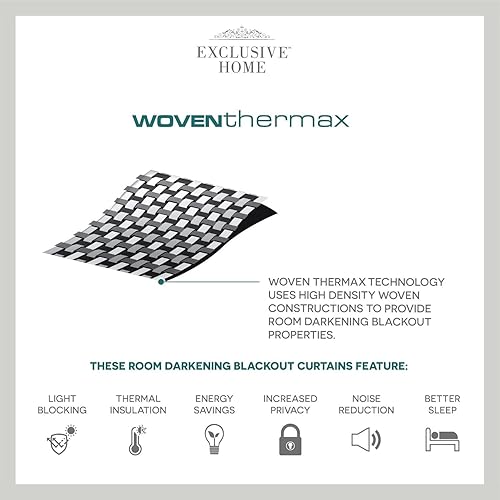 Miniatura 7 de Exclusive Home Curtains Belmont - Par de paneles de cortinas opacas bordadas para oscurecer la habitación, con ojales en la parte superior, 52 x 84