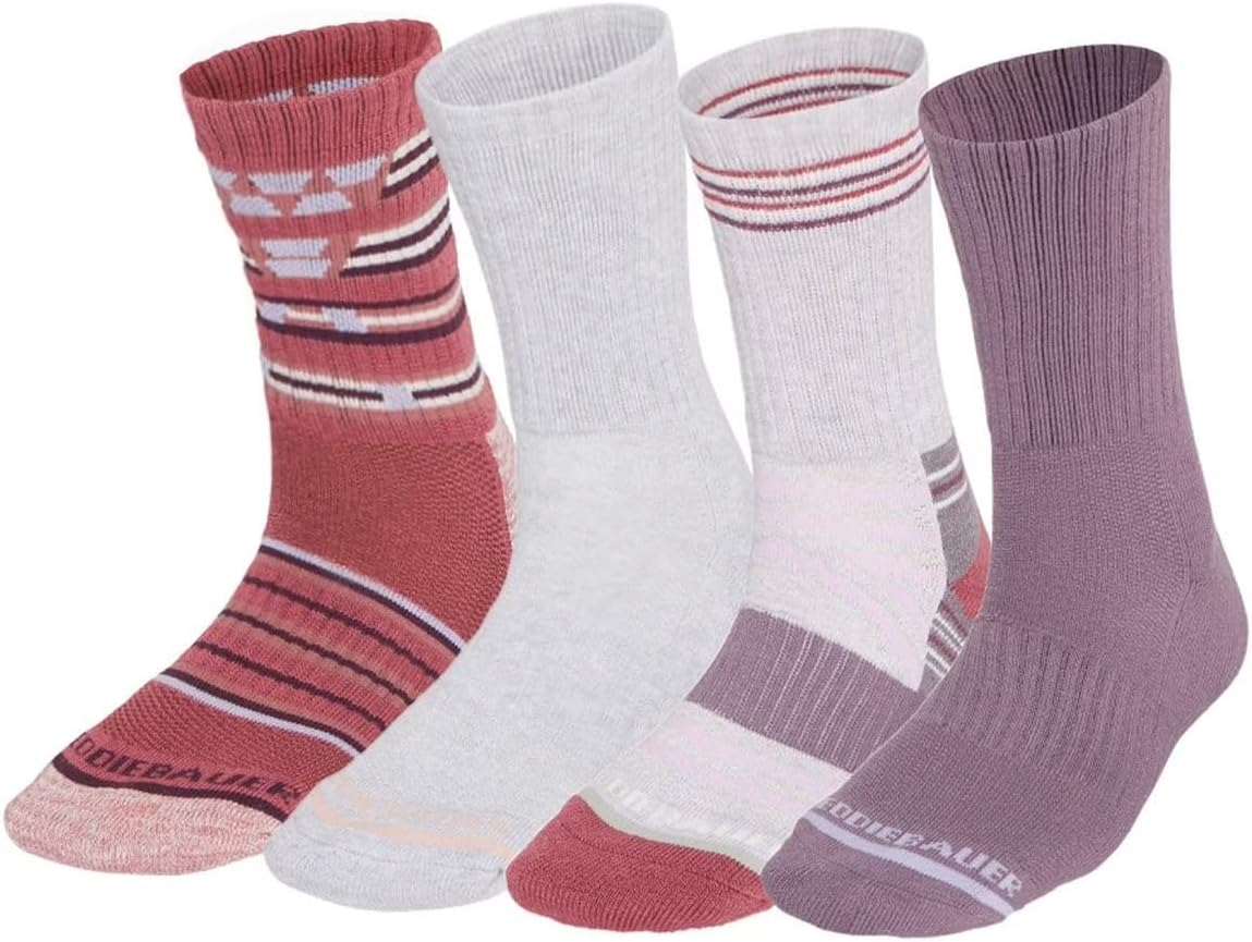 Eddie Bauer Women's 4-Pairs Hiking Sock, One size fits women's shoe sizes 5-10