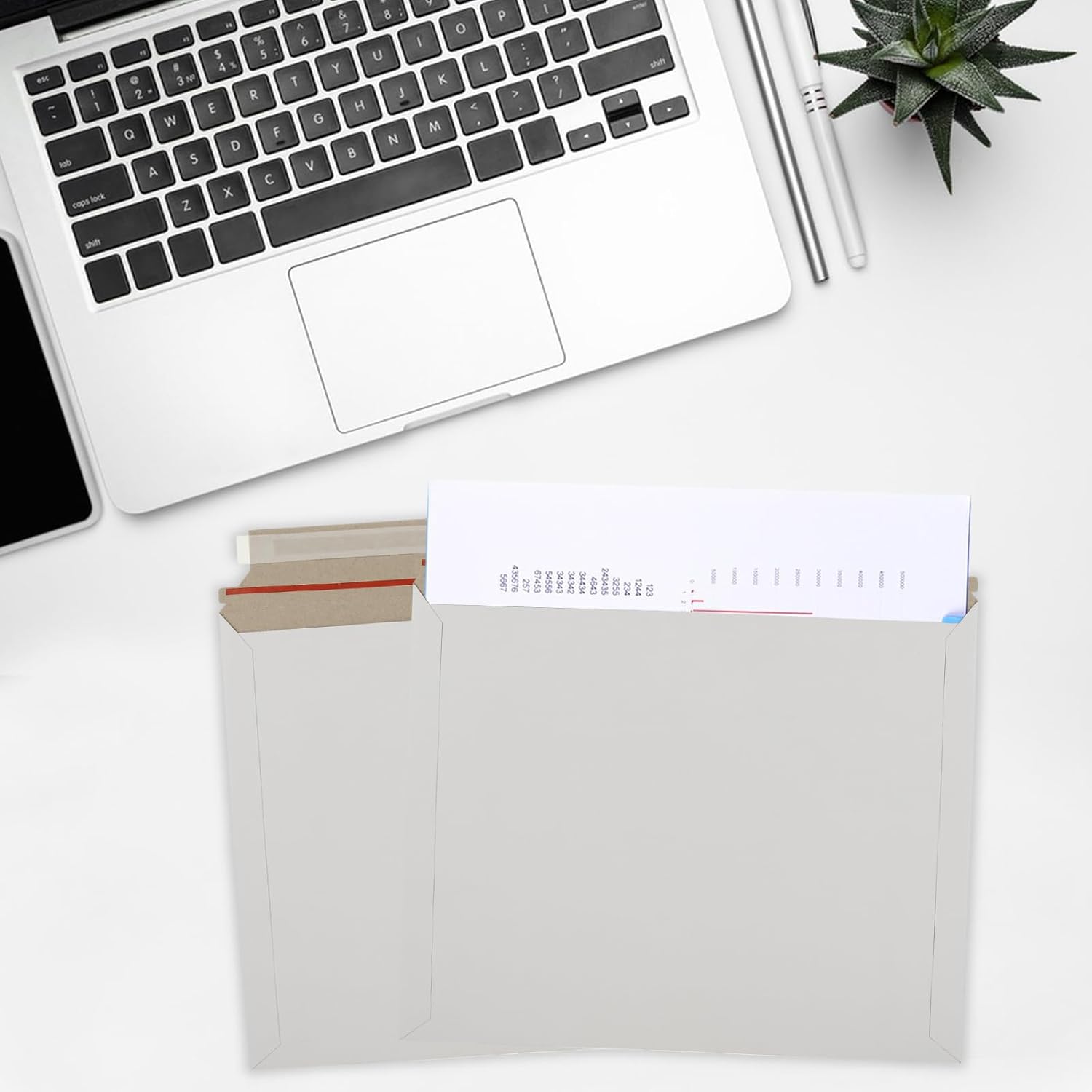 RHBLME 60 Pack Rigid Cardboard Envelopes, 13x9.6 Inch Self-Seal White Photography Mailers for Shipping CD, Photos, Documents, Files - Image 5