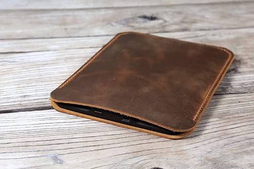 Vista 2 de Personalized leather sleeve pouch for Kobo Sage Forma Clara HD, vintage leather kobo Nia Libra case X06-L05KBSV