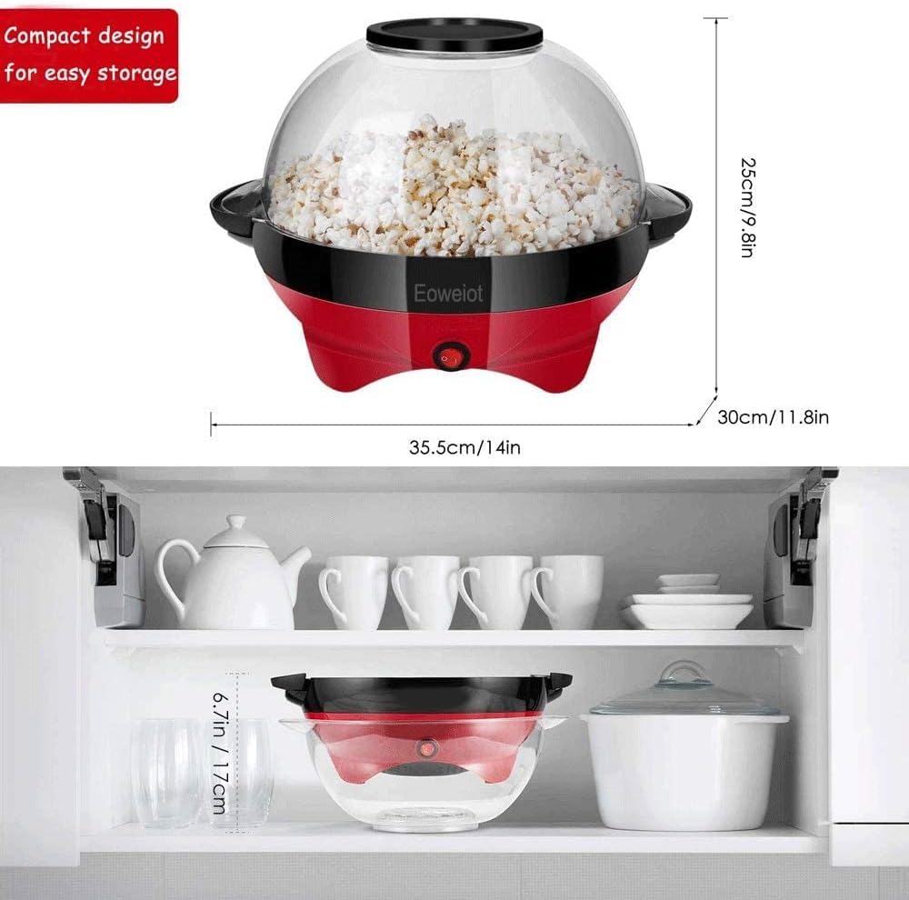 Maszyna do popcornu o mocy 800 W, powłoka nieprzywierająca, mieszanie elektryczne z technologią szybkiego nagrzewania, uchwyty Cool Touch