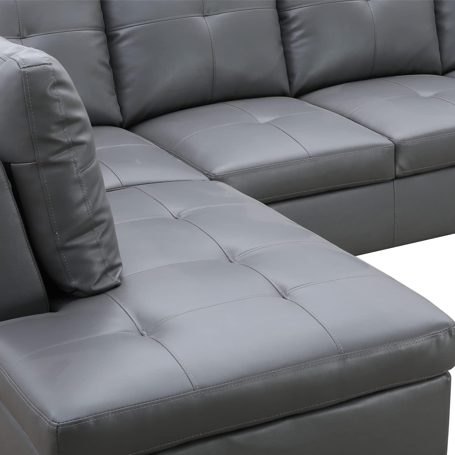 3 Piece Sectional Sofa Set, 97" L-Shape Couch with Chaise and Ottoman Morden Couches for Living Room(Right Chaise,Dark Grey)