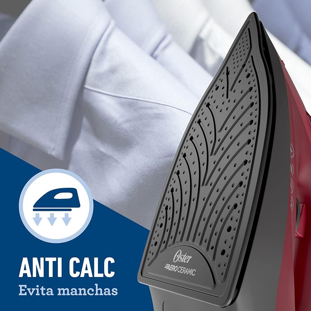 Oster Steam Iron soleplate with Anti Calc feature highlighted