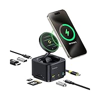 Baseus Stazione di Ricarica USB C Magsafe, Caricatore Wireless 7 in 1 da 15 W per Magsafe