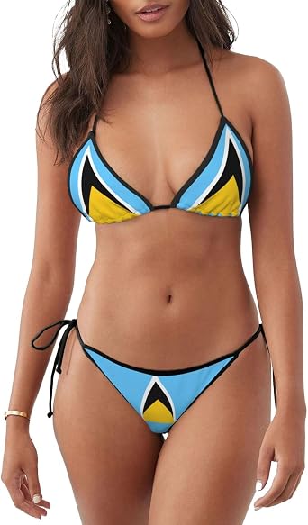 Womens 2 Piece Bikini Swimsuit Flag of Saint Lucia Picture Triangle Bathing Suits