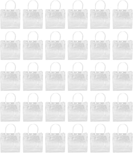 WOHPNLE 30 PCS Clear Plastic Gift Bags with Handle, Reusable PVC Gift Wrap Tote Bag Shopping Bags for Christmas Valentine's Day Boutique Wedding disponible en Yaxa Venezuela