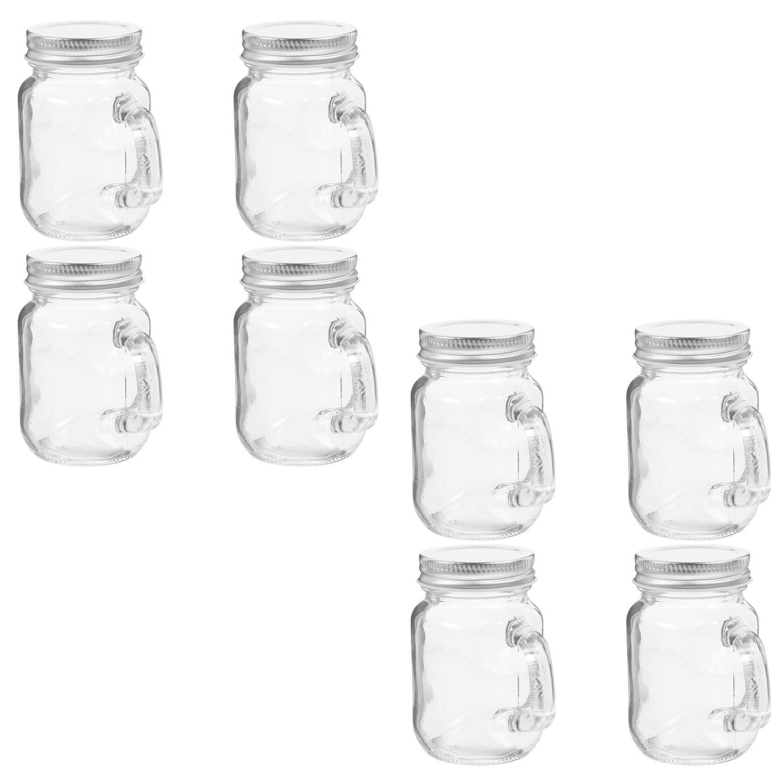Lot de 8 bocaux en verre avec poignée et couvercle, tasses Mason