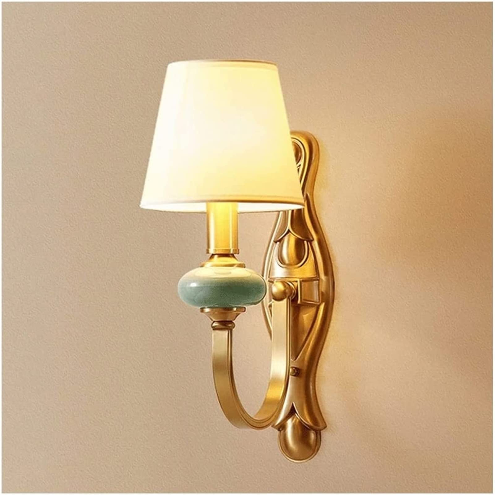 Luz de pared de latón moderna y aplique interior DIRIGIÓ con pantalla de lino para dormitorio 8