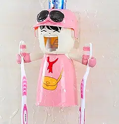 Suporte E Dispensador De Escova De Dentes Para Crianças Dispensador De Escova De Dentes Dispensador Automático De Pasta De Dente Banheiro Infantil Suporte Automático Para Esc, Pink Girl